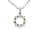 1/12 Carat (ctw) Peridot Circle Pendant Necklace in 14K White Gold with Diamonds